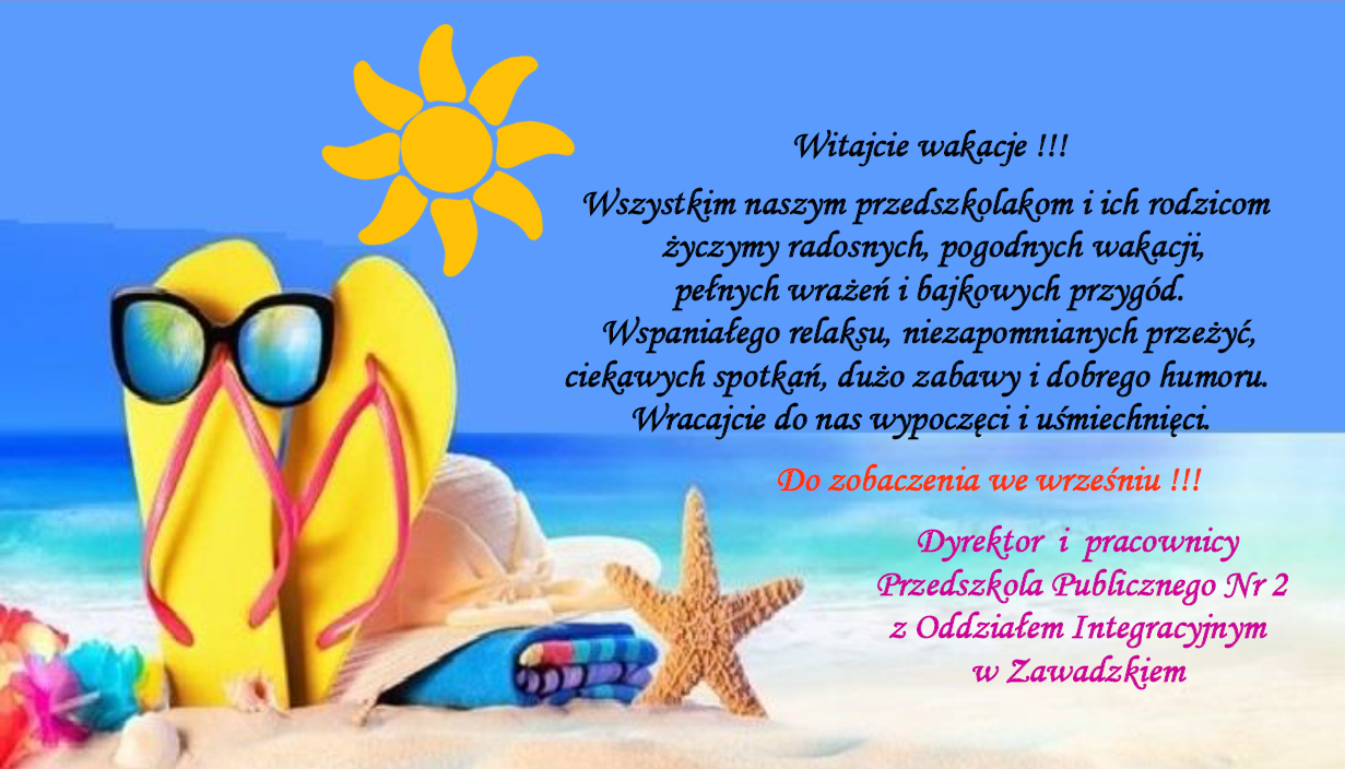 Plakat z życzeniami wspaniałych wakacji dla dzieci i rodziców