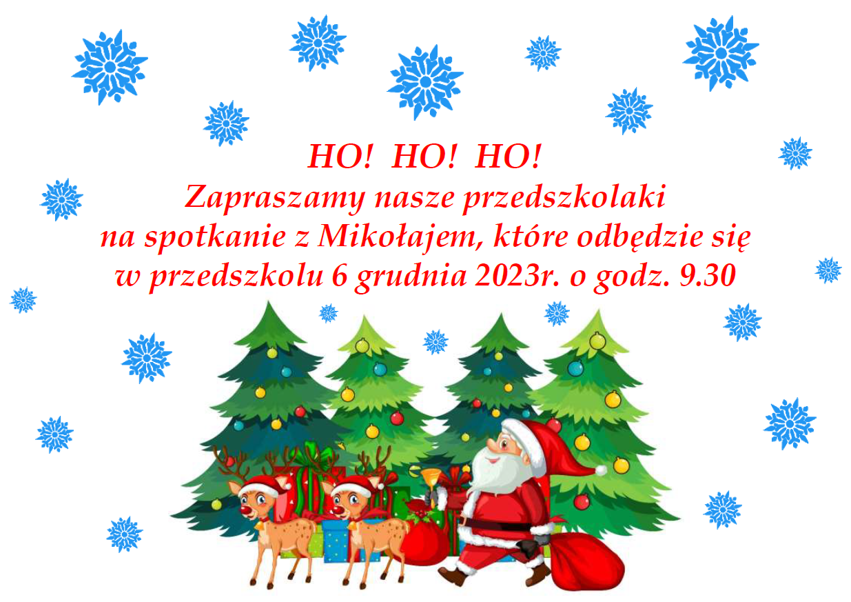 Plakat informujący o spotkaniu z Mikołajem w dniu 6 grudnia 2023r. o godz. 9.30