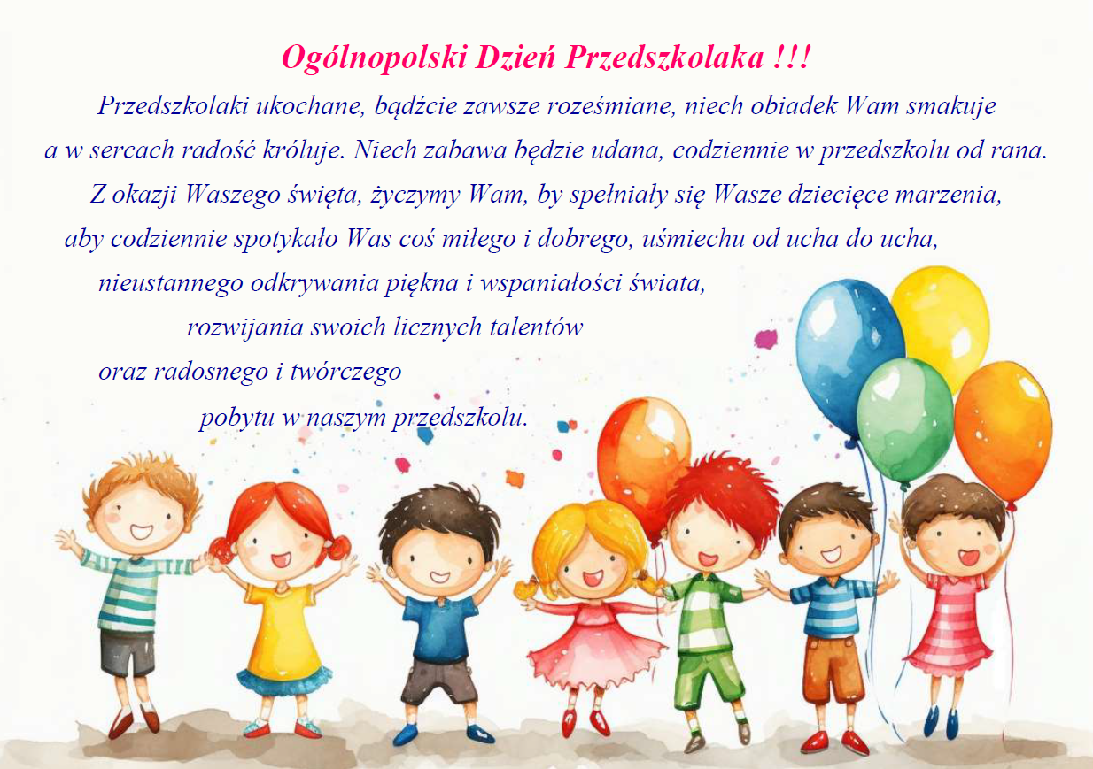 Plakat z życzeniami dla dzieci z okazji Ogólnopolskiego Dnia Przedszkolaka