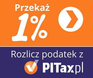 Baner informujący o rozliczeniu podatku oraz przekazaniu 1%