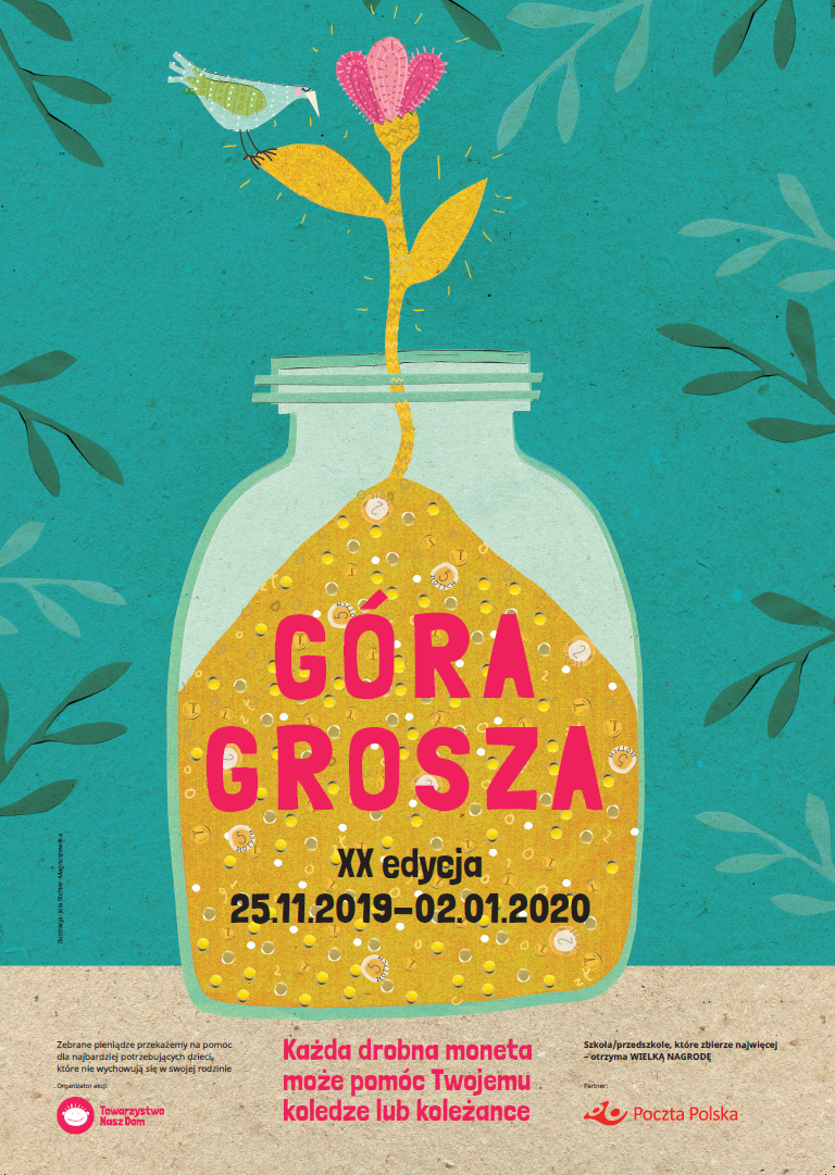Plakat informujący o XX edycji akcji charytatywnej "Góra grosza"