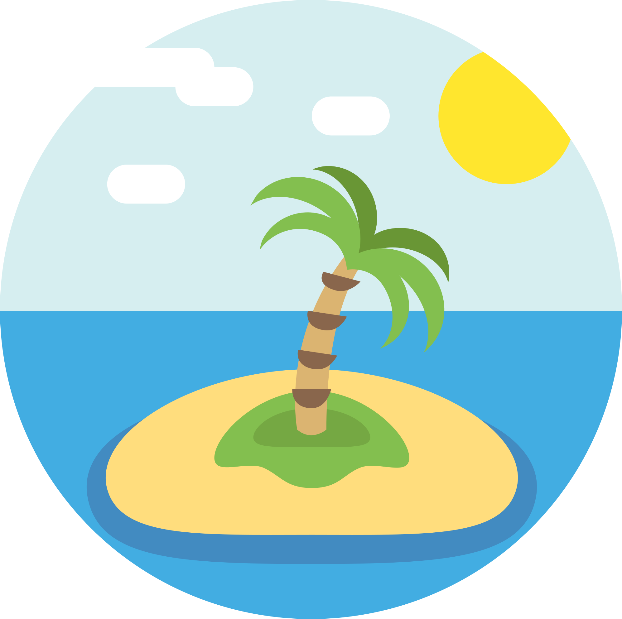 Obrazek letni przedstawiajacy morze oraz wyspę z palmą