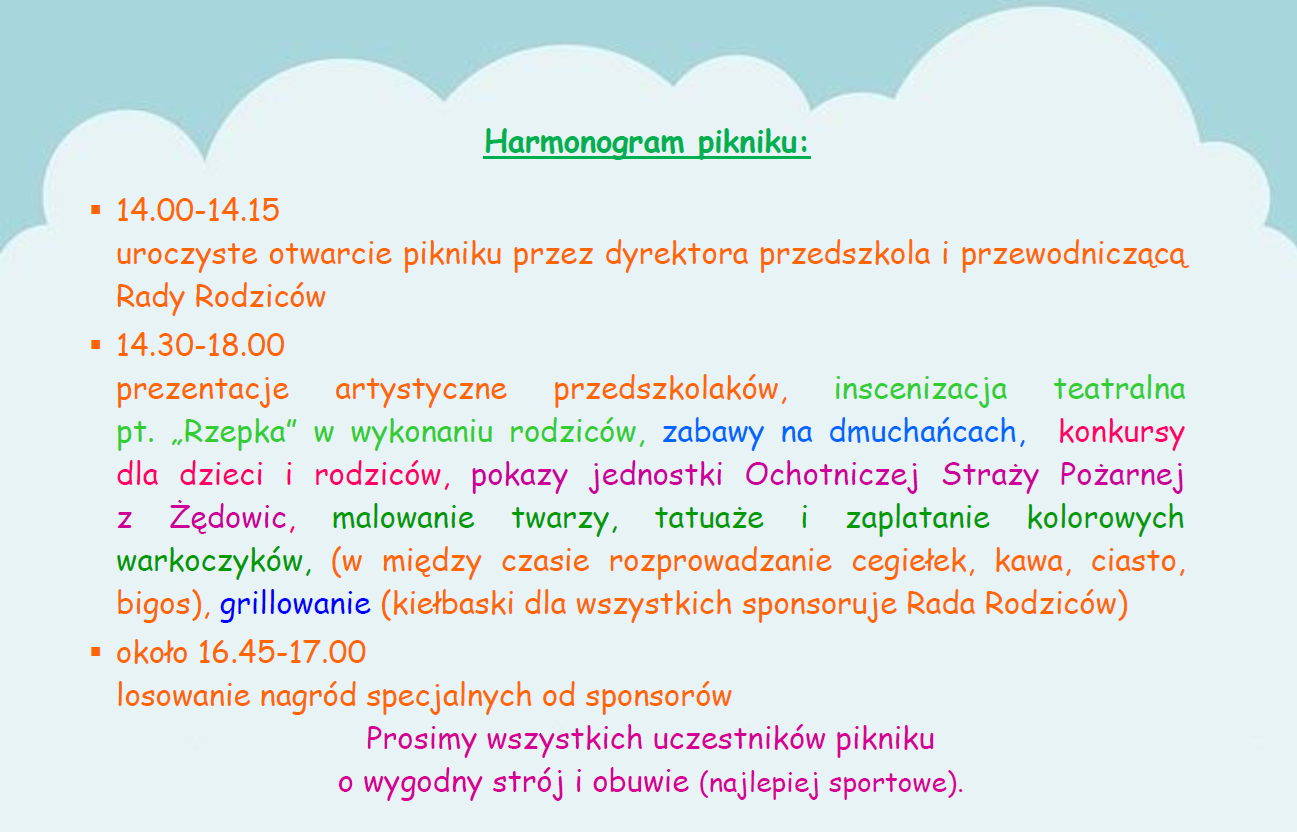 Plakat - harmonogram pikniku 2025