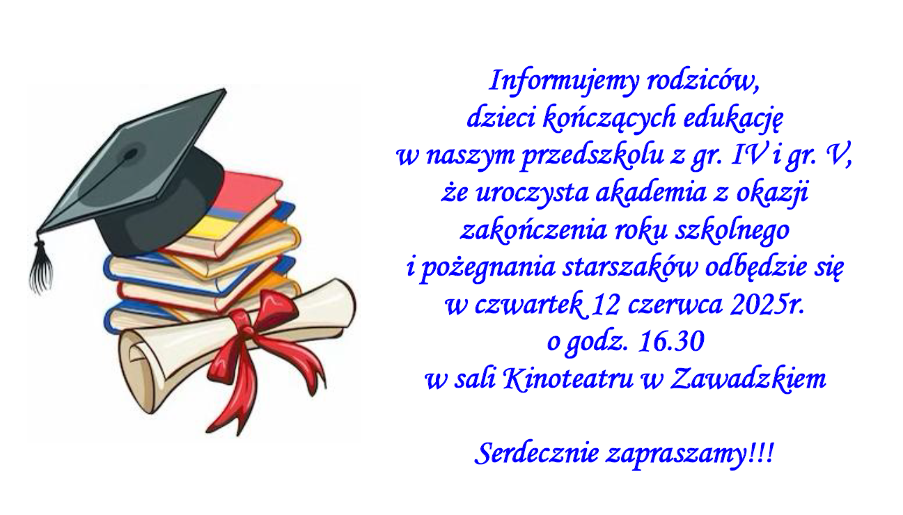 Plakat informujący o pożegnaniu starszaków w dniu 12.06.2025r.