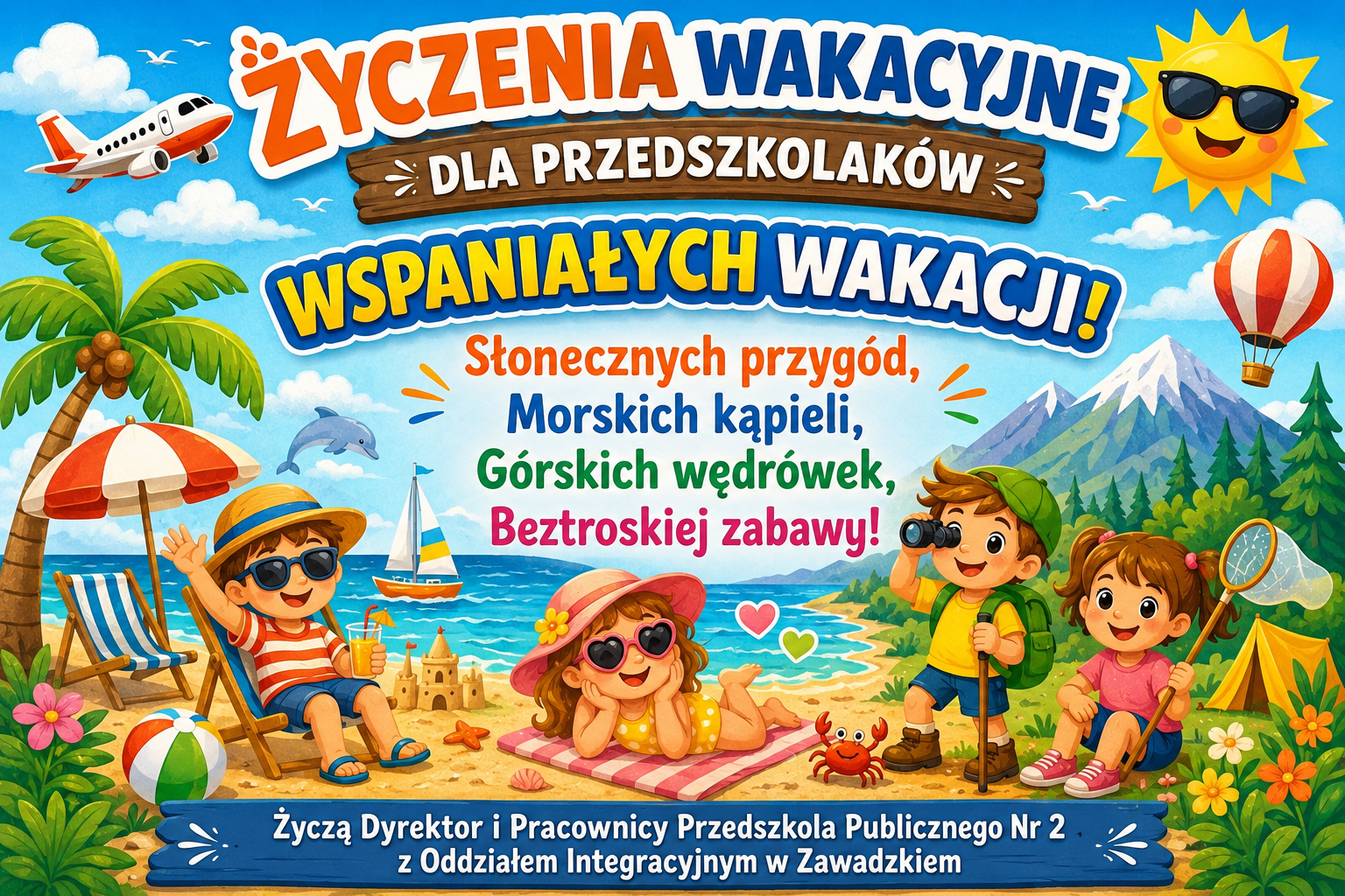 Plakat z życzeniami wakacyjnymi